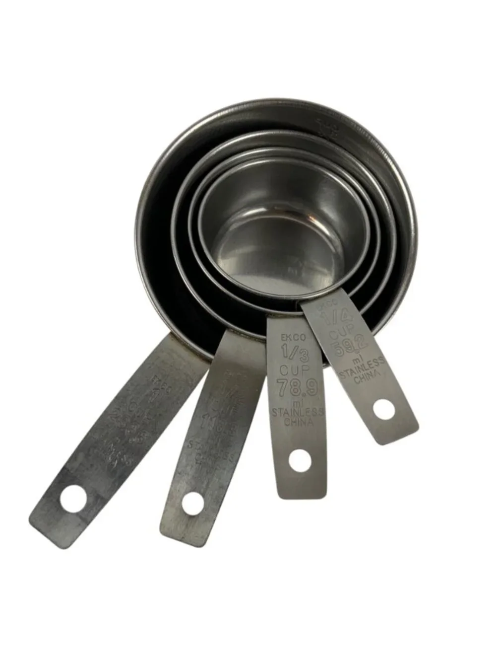 Vintage EKCO Stainless Steel Set Of 4 Measuring Cups 1/4-1 cup sizes China